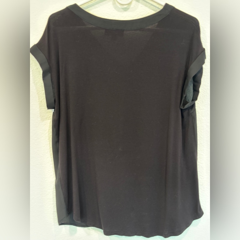 FORTUNE + IVY Women’s Black Helina Mixed Material Blouse - Size L - Picture 6 of 10